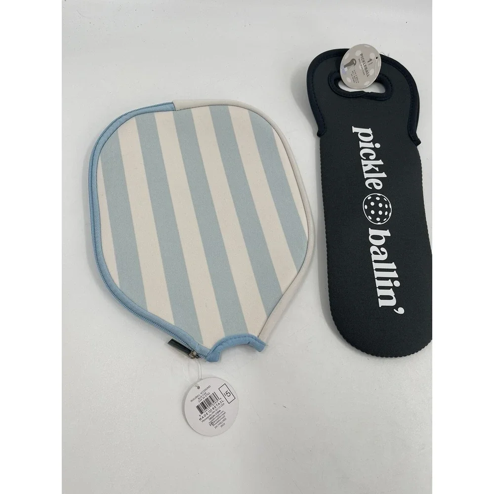 Pickleball‎ Paddle Cases Blue Stripe W/ Pickleball Ball Sleeve